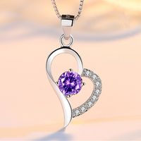 Heart Pendant Fashion Amethyst Pendant Simple Crystal Jewelry Wholesale sku image 1