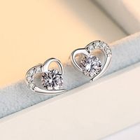 Fashion Jewelry Korean Version Of Heart-shaped Amethyst Earrings Wholesale sku image 2