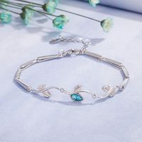 Korean Blue Diamond Bracelet Female Flower Branch Blue Crystal Bracelet Copper Jewelry sku image 1