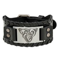 Retro Viking Pattern Cowhide Bracelet Personalized Woven Men's Leather Bracelet sku image 3