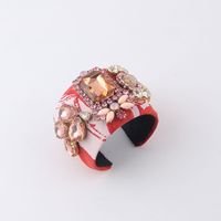 Baroque Colored Fabric Diamond Gem Pendant Hair Band Bracelet Set sku image 1