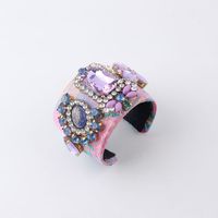 Baroque Colored Fabric Diamond Gem Pendant Hair Band Bracelet Set sku image 2
