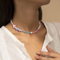 Ethnic Style Color Rice Beads Peach Heart Geometric Letters Acrylic Neck Necklace sku image 1