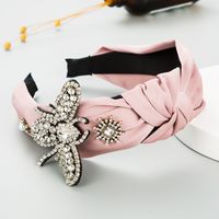Korean Fashion Pure Color Fabric Butterfly Pearl Hairband Inlaid Rhinestone Temperament Hair Accessories main image 5