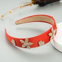 European And American Fashion Bright Color Fabric Hair Band Wide-brimmed Flower Heart-shaped Headband main image 7