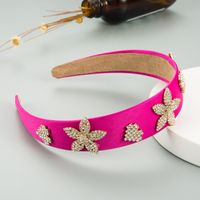 European And American Fashion Bright Color Fabric Hair Band Wide-brimmed Flower Heart-shaped Headband sku image 1