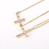 Simple Cross Pendant Necklace Copper Micro-inlaid Zircon Necklace main image 4