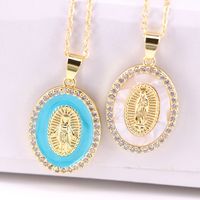 New Fashion Virgin Mary Copper Drop Oil Inlaid Zircon Pendant Necklace main image 3