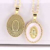 New Fashion Virgin Mary Copper Drop Oil Inlaid Zircon Pendant Necklace main image 5