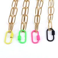 New Copper Color Dripping Oval Screw Buckle Necklace main image 1