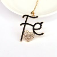 Creative Fashion Enamel Drop Oil Letter Micro Inlaid Zircon Heart Pendant Necklace main image 4