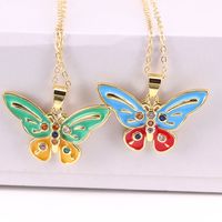 Fashion Color Butterfly Micro-inlaid Zircon Necklace Simple Necklace Jewelry main image 4
