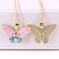 Fashion Color Butterfly Micro-inlaid Zircon Necklace Simple Necklace Jewelry main image 5