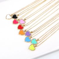 European And American Color Dripping Oil Copper Heart Pendant Necklace main image 1