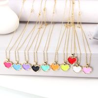 European And American Color Dripping Oil Copper Heart Pendant Necklace main image 3
