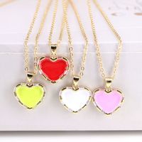 European And American Color Dripping Oil Copper Heart Pendant Necklace main image 4