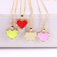 European And American Color Dripping Oil Copper Heart Pendant Necklace main image 5