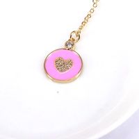 Wholesale Enamel Color Dripping Oil Round Micro Inlaid Zircon Heart Pendant Necklace main image 4