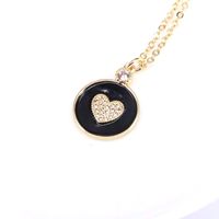 Wholesale Enamel Color Dripping Oil Round Micro Inlaid Zircon Heart Pendant Necklace main image 5