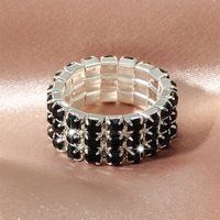 Bague Élastique Romantique En Strass Noir sku image 1