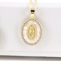 New Fashion Virgin Mary Copper Drop Oil Inlaid Zircon Pendant Necklace sku image 2