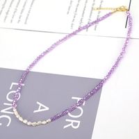 Splicing Crystal Beaded Pearl Necklace Clavicle Chain sku image 1