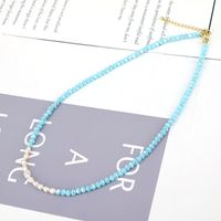 Splicing Crystal Beaded Pearl Necklace Clavicle Chain sku image 2