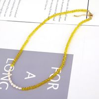 Splicing Crystal Beaded Pearl Necklace Clavicle Chain sku image 4