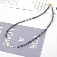 Splicing Crystal Beaded Pearl Necklace Clavicle Chain sku image 7