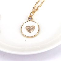 Wholesale Enamel Color Dripping Oil Round Micro Inlaid Zircon Heart Pendant Necklace sku image 6