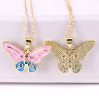 Fashion Color Butterfly Micro-inlaid Zircon Necklace Simple Necklace Jewelry sku image 1