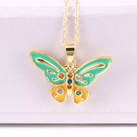 Fashion Color Butterfly Micro-inlaid Zircon Necklace Simple Necklace Jewelry sku image 3