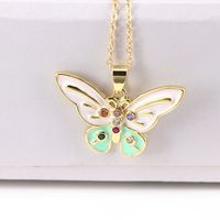 Fashion Color Butterfly Micro-inlaid Zircon Necklace Simple Necklace Jewelry sku image 4