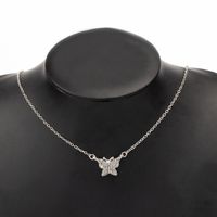 Elegant Leaves Butterfly Alloy Inlay Zircon Women's Necklace main image 2