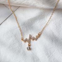 Diamond Heartbeat Shape Necklace Clavicle Chain sku image 1