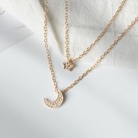 Full Diamond Star Moon Clavicle Chain Necklace main image 1