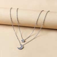 Full Diamond Star Moon Clavicle Chain Necklace main image 5