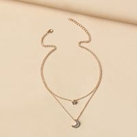 Full Diamond Star Moon Clavicle Chain Necklace main image 7