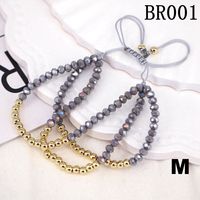 European And American Fashion Crystal Copper Beads Adjustable Braided Bracelet sku image 11