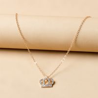 Full Diamond Crown Pendant Clavicle Chain Necklace main image 1