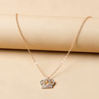 Full Diamond Crown Pendant Clavicle Chain Necklace main image 2