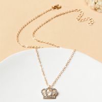 Full Diamond Crown Pendant Clavicle Chain Necklace main image 3