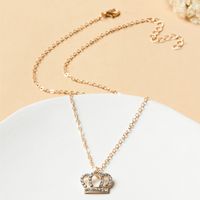 Full Diamond Crown Pendant Clavicle Chain Necklace main image 4