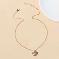 Full Diamond Crown Pendant Clavicle Chain Necklace main image 5