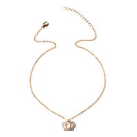 Full Diamond Crown Pendant Clavicle Chain Necklace main image 6