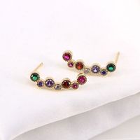 European And American One-shaped Micro-inlaid Color Zircon Copper Earrings sku image 1