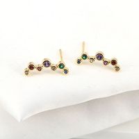European And American One-shaped Micro-inlaid Color Zircon Copper Earrings sku image 3