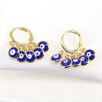 European And American New Ethnic Style Retro Geometric Color Pendant Copper Earrings sku image 2