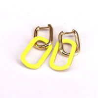 Wholesale Oval Earrings Color Dripping Copper Gold-plated Fashion Earrings sku image 2