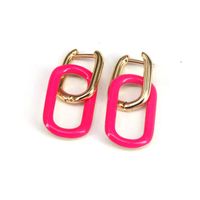 Wholesale Oval Earrings Color Dripping Copper Gold-plated Fashion Earrings sku image 3